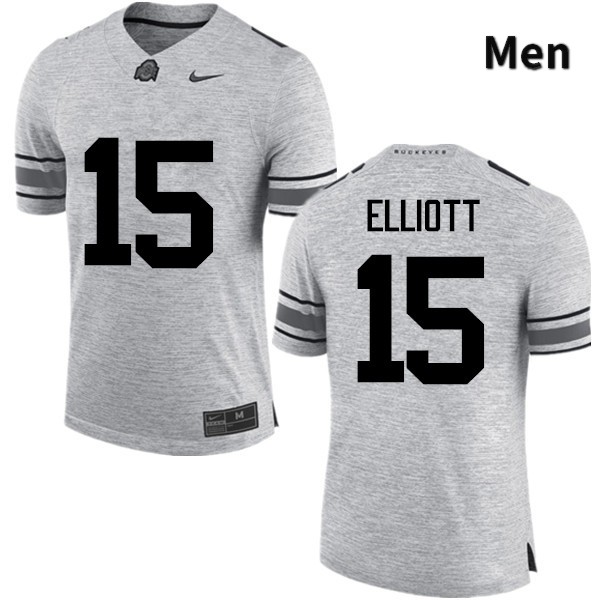 Ohio State Buckeyes Ezekiel Elliott Men's #15 Gray Game Stitched College Football Jersey